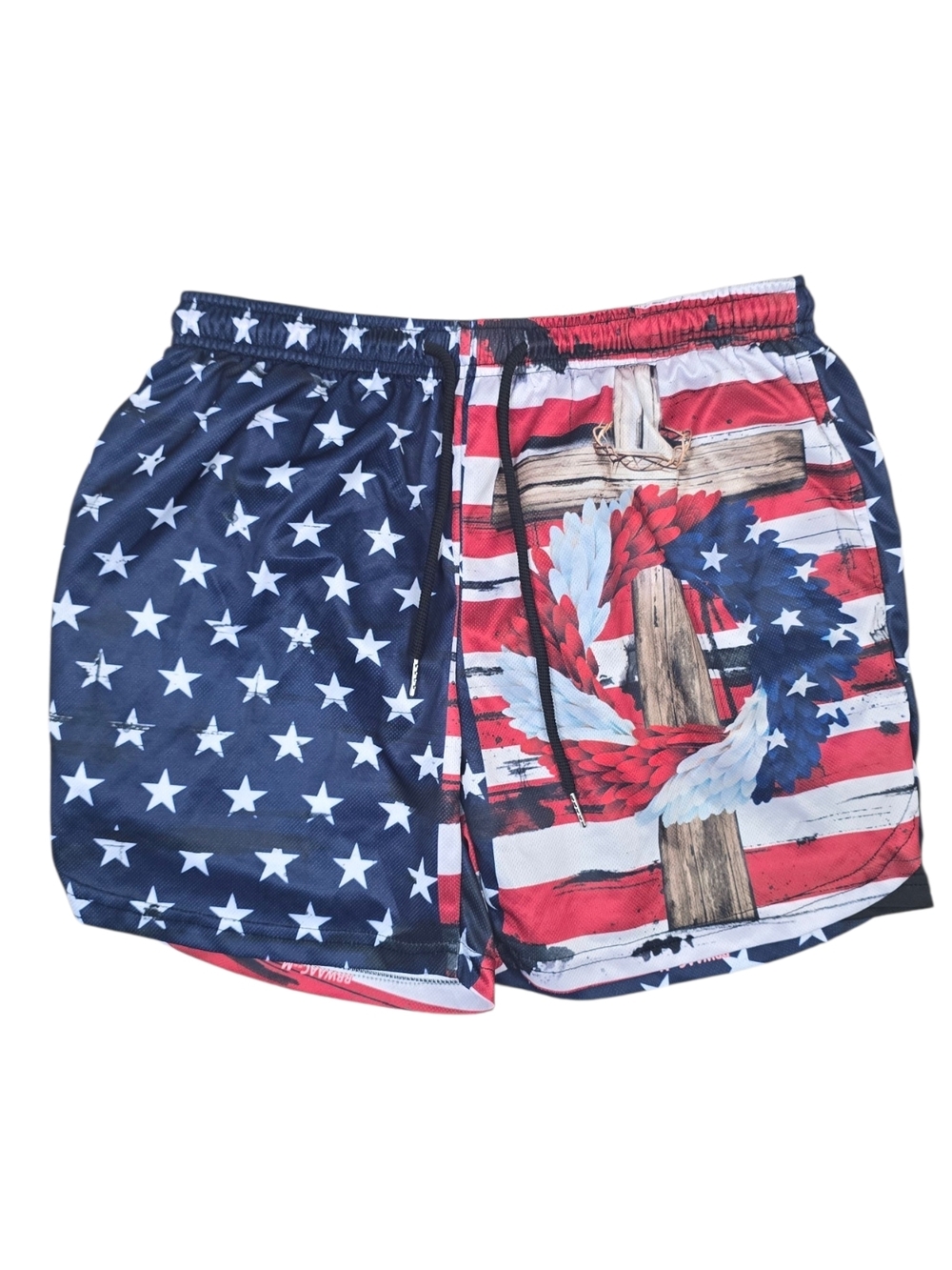 Men's American Flag Print Swim Shorts - Blue & Red
